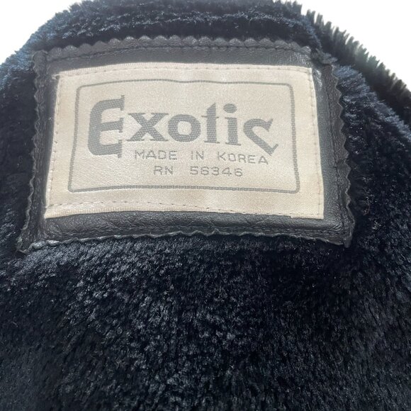 Vintage Black Leather Oversized Jacket Exotic Korea Moto Streetwear Baddie XL - Picture 15 of 16